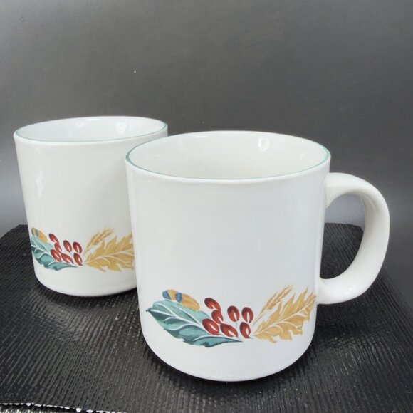 Newcor 1994 Cabin Berries Leaves Stoneware Ceramic Coffee Mug Cup Mugs Cups Set2 - Picture 11 of 11